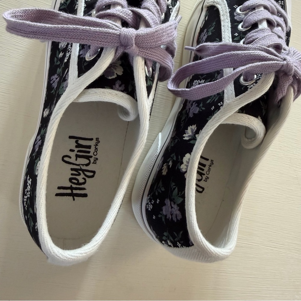 Hey Girl by Corkys Sneaker Canvas Floral Shoes - Picture 3 of 9